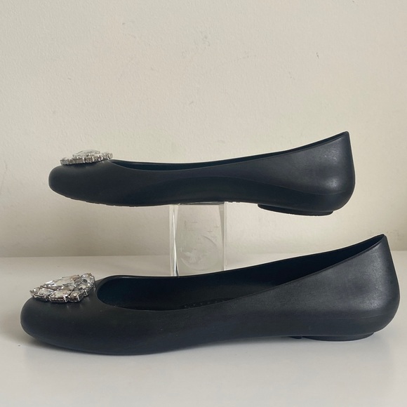 Oka.b Elegant Black Slip-On Jelly Flats w/ Crystal Embellishment Size 10US Comfy - Picture 6 of 12